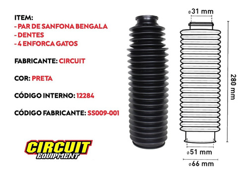 Imagem 4 de 4 de Sanfona Bengala 21 Dentes Bros/xre190 Preta Circuit