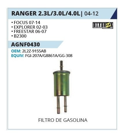 Filtro De Gasolina Ranger 04-12 Focus 07-14
