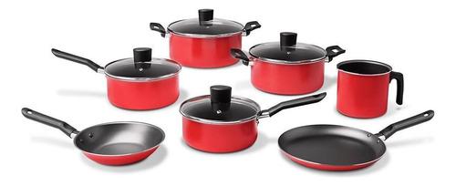 Batería De Cocina Brinox Ajo 7 Piezas Rojo