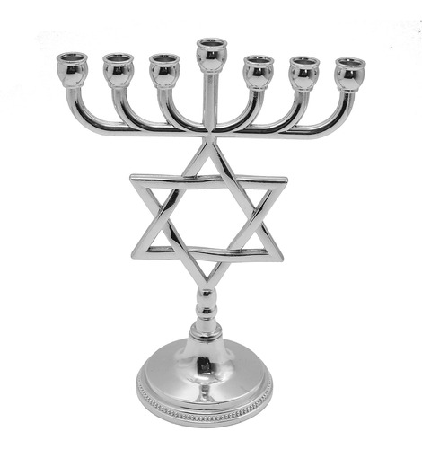 Menorah Ateret Judaica, 7 Ramas, Con Estrella De David, 17 C