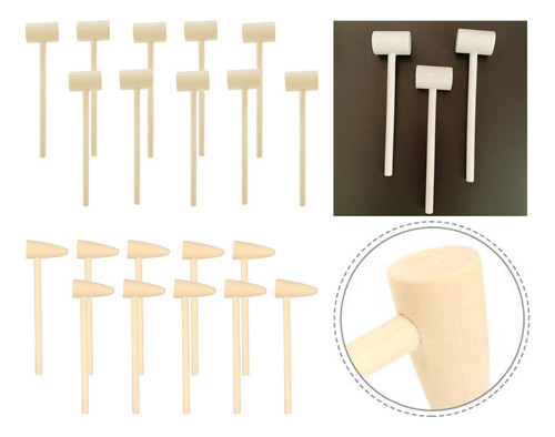 . 2 X 10x Pequeños Martillos De Madera Multiusos Langosta