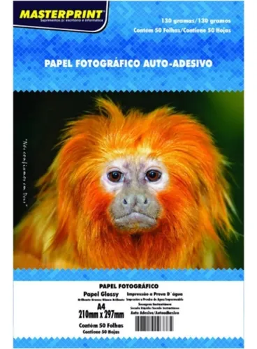 Papel Fotográfico Adesivo A4 Glossy 130g Masterprint 50 Folhas