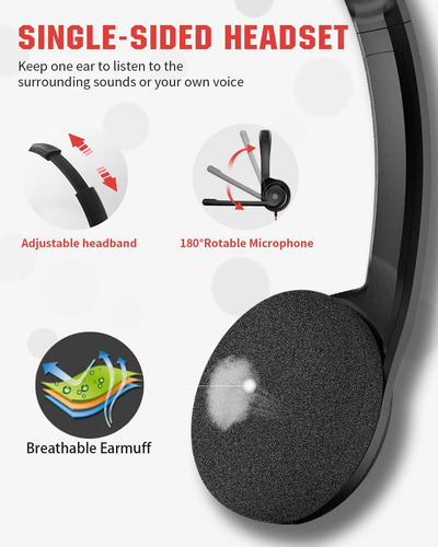 Auriculares Usb Con Cancelacion De Ruido Microfono Negro