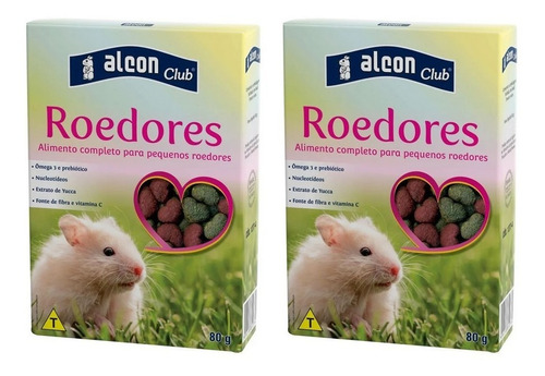 Kit 2 Unidades Ração Para Roedores Caixa 80g Alcon Club