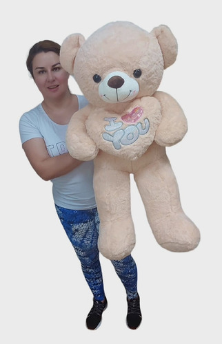 Urso Ursinho Bege 85cm + Coração Romântico Amor P/ Namorado