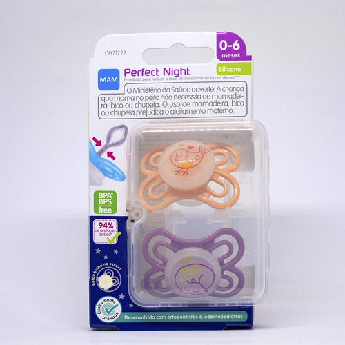 Chupeta Perfect Night Embalagem Dupla 0-6 Meses Rosa/Opaco Mam