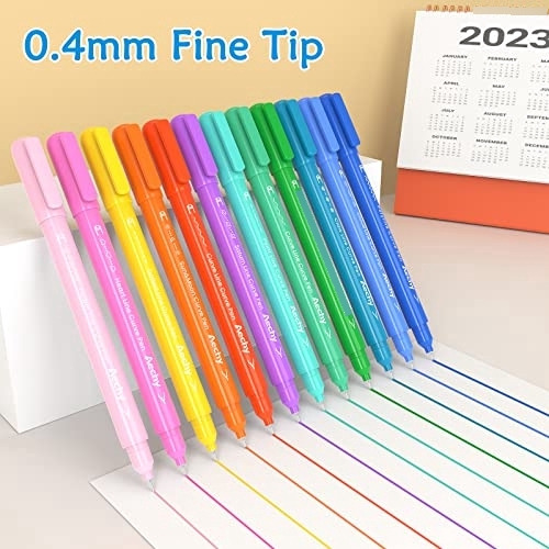 Aechy 12 Bolígrafos Curvos De Colores Para Tomar Notas, Bol