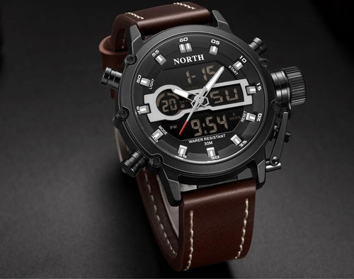 Relogio Masculino Esportivo Original Pulseira De Couro North