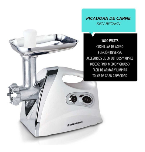Imagen 3 de 10 de Picadora De Carne Potente 1800w Garantia Ken Brown Calidad!!