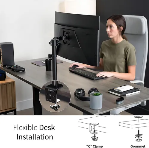 Vivo Single Monitor Arm Desk Mount, Holds Screens Up To 3