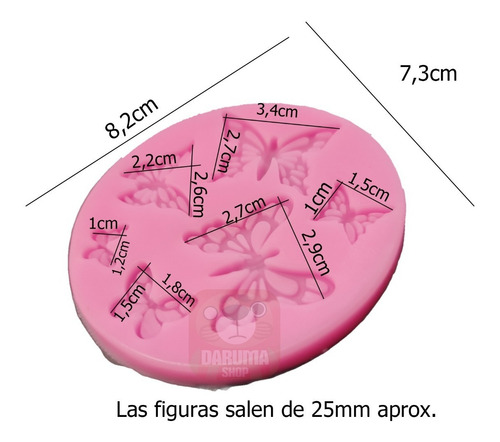 Imagen 4 de 8 de Molde Silicona 6 Mariposas Varios Tamaños Fondant Porcelana