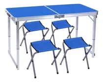 Comprar Mesa Plegable Aluminio Camping Playa Con 4 Bancos 120cm