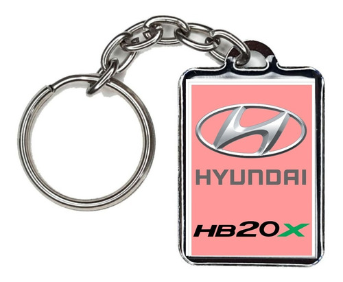 Chaveiro Hyundai Hb20x Rosa Feminino Em Chapa Niquelada