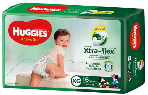 Pañales Huggies Active Sec  XG