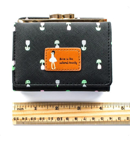 Billeteras De Mujer Wallet Monederos Mujer Tarjetero Color Azul Diseño De La Tela Floreado