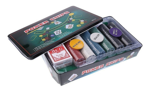 Set Poker 300 Fichas Caja Metal Cartas Magideal