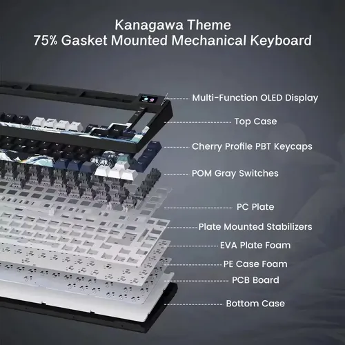 Teclado Mecânico Xvx Womier S-k80 75% Display Oled Preto Inglês