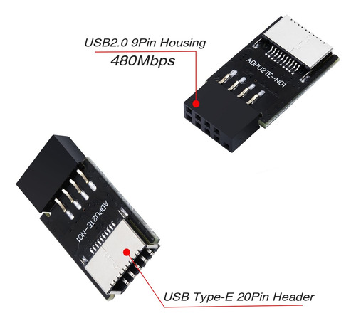 Adaptador Usb 2.0 Macho A Usb 3.1 Tipo E Hembra