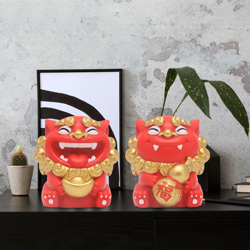 2x Mini Estatua De León Figura En Miniatura Adorno De Mesa