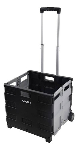 Caja Carrito De Compras Plegable Rodante Color Negro