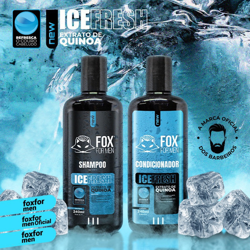 Shampoo Fox For Men Ice Fresh Para Barba Cabelo E Corpo 6un