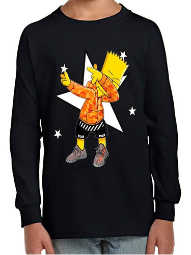 Polera Manga Larga Niño Bart Simpson Exclusivo 100% Algodón 