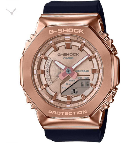 Relógio Casio G-shock Gm-s2100pg-1a4dr Cor Da Correia Preto Cor Do Bisel Ouro Rosa Cor Do Fundo Ouro Rosa