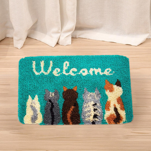 Cat Latch Hook Rug Kit Rug Making Crochet Carpet Manta Kit