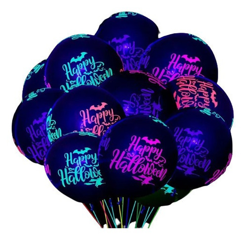 Globo De Latex Pepa 12 Piezas Halloween Negro Brujas