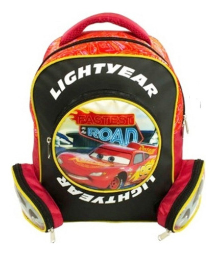 Mochila Cars Mcqueen Fastest On The Road 157927 Ruz Color Negro Diseño De La Tela Lisa