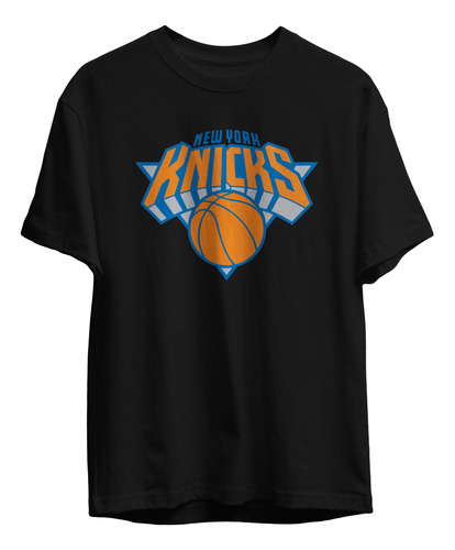 Remera Basket Nba New York Knicks Negra Logo Completo