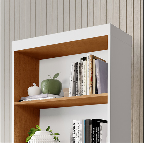 Livreiro Estante Multiuso Com Prateleiras Para Livros Rofemar Moveis Cor Branco Nature