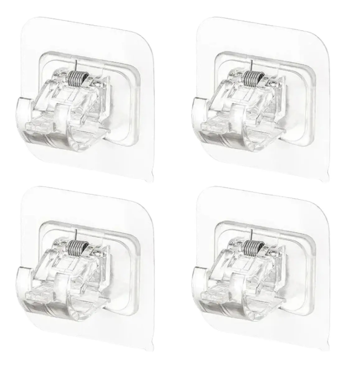 Suporte Adesivo Transparente Varão Cortina Sem Furos Kit 4un