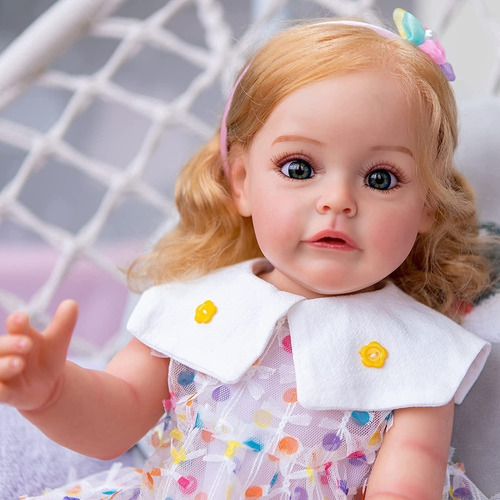 Imagen 5 de 6 de Reborn Bebe Realista 56cm Niña Real Cuerpo Vinilo Silicona