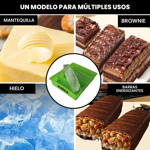Set De 2 Cubetas De Silicona Barras 4 Cavidades Kioxx Verde