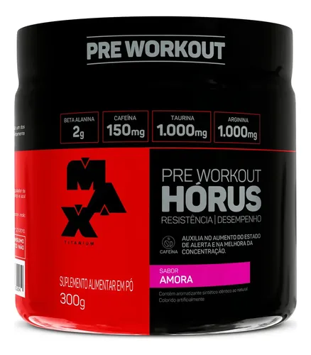 Pre Treino 300g Horus Max Titanium Amora Energia E Foco
