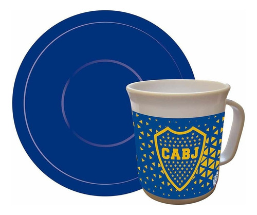 Taza Con Plato Boca Juniors Cresko Bo086 Rayuela