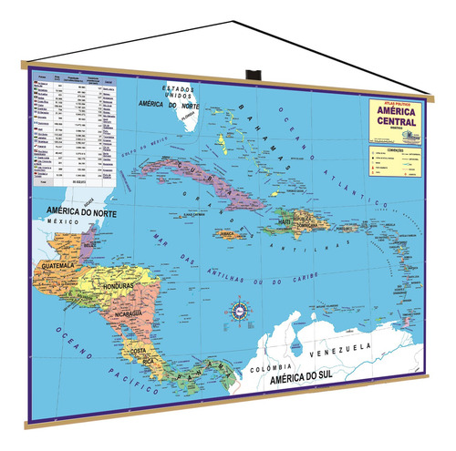 Mapa America Central Politico Enrolado Poster Banner | Parcelamento sem juros Mapa America Central Politico Enrolado Poster Banner | Parcelamento sem juros