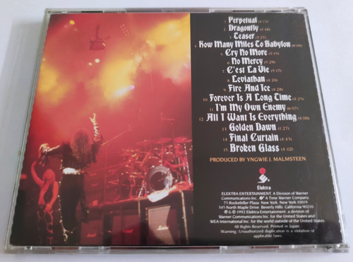 Ingwie Malmsteen Cd Fire & Ice Made In Japan Impecável