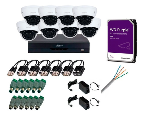 Kit Dvr 8 Canales 5mp + 8 Cam Domo 5mp + 100m Utp + 1tb