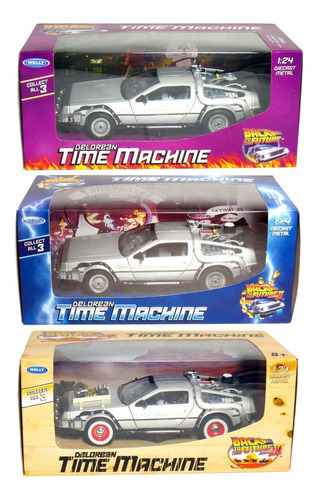 Delorean Time Machine Back To The Future 1, 2 E 3 1:24 Welly