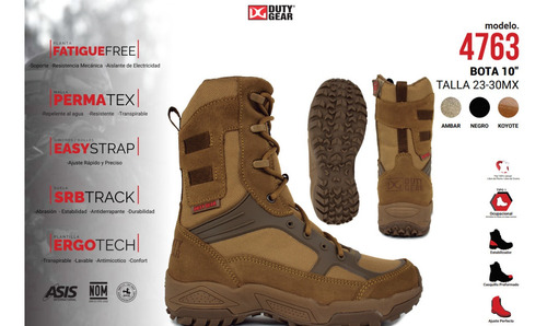 Imagen 7 de 7 de Botas Tácticas Duty Gear Combate 10 Ligera Antiderrapante