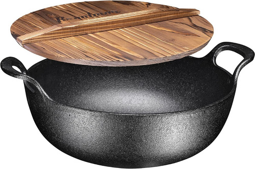 Olla Hierro Fundido 4.7 Litros Con Tapa De Madera 