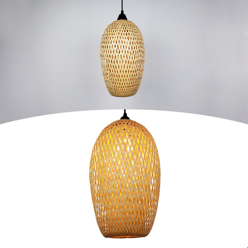 Luminária Led Teto Pendente Lustre Quarto Sala Mesa Cozinha 127/220V Spot Embutir Rústico Bambu 4x4sc