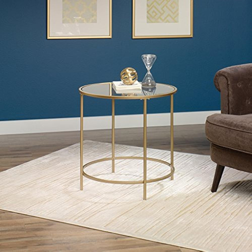 Sauder 417829 Int Lux Mesa Auxiliar Redonda Vidrio / Acabad