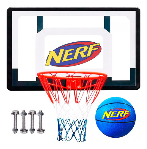 Imagen 1 de 6 de Tablero Basket Nerf  + Aro + Pelota Original Hasbro - El Rey