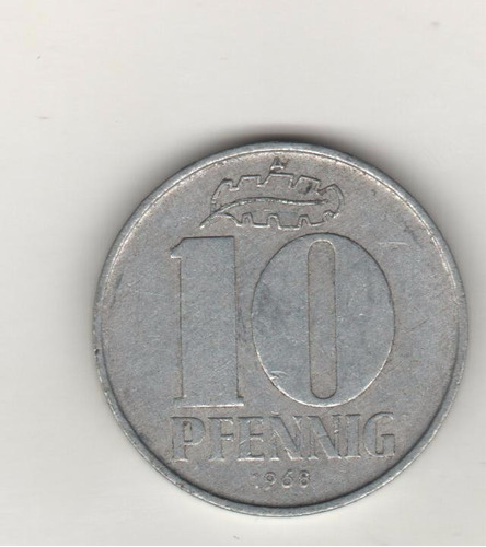 Alemania Democrática Moneda De 10 Pfennig 1968 Km 10 - Vf+