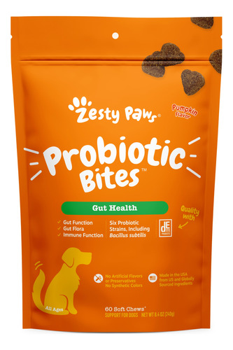 Zesty Paws Probiotic Bites Para Perros 60 Soft Chews 