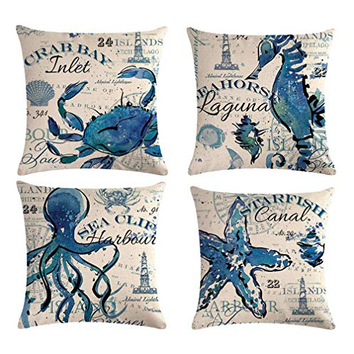 Sea Throw Pillow Covers Only Ocean Theme Seahorse-octop...
