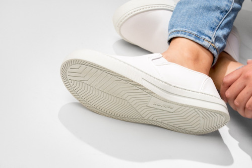 Imagen 2 de 7 de Tenis Blanco Negro Mujer Hombre Cosidos Unisex Slip On Pals